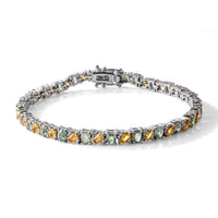 D''Joy Premium Green Sapphire, Yellow Sapphire and Moissanite Bracelet in Rhodium Over Sterling Silver (6.50 In) 8.90 ctw
