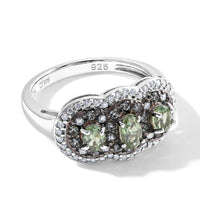 D''Joy Premium Green Sapphire and Moissanite 1.50 ctw Ring in Rhodium Over Sterling Silver (Size 7.0)