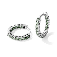 D''Joy Premium Green Sapphire Hoop Earrings in Rhodium Over Sterling Silver 1.30 ctw