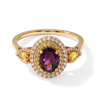 D''Joy AAA Radiant Ember Garnet and Multi Gemstone Ring in Rhodium Over Sterling Silver (Size 10.0) 2.50 ctw
