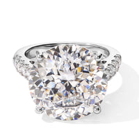 D'Joy 100 Facets Moissanite (Rnd 15mm) Ring in 18K Vermeil YG Over Sterling Silver (Size 10.0) 11.80 ctw