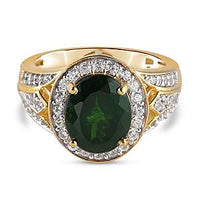 Chrome Diopside and Multi Gemstone 3.35 ctw Ring in Vermeil Yellow Gold Over Sterling Silver (Size 5.5)