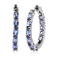Anthill Garnet Hoop Earrings in Platinum Over Sterling Silver 4.50 ctw