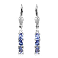 Tanzanite Lever Back Earrings in Platinum Over Sterling Silver 1.00 ctw