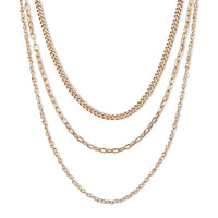 Fashionable Three-Layer Necklace in Goldtone (20.5 Inches)