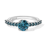 SGL Certified Luxuriant Lab Grown Blue Diamond Solitaire Ring in Rhodium OverSterling Silver (Size 6.0) 1.50 ctw