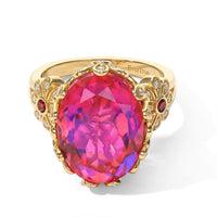EverTrue Volcanic Triplet Quartz and Multi Gemstone 11.00 ctw Ring in 18K YG Plated (Size 7.0)