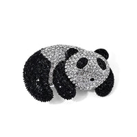 Austrian Black and White Crystal Panda Enameled Brooch