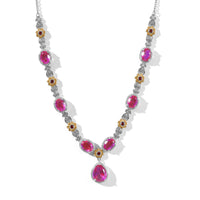 EverTrue Volcanic Triplet Quartz and Mozambique Garnet 9.15 ctw Necklace (18 Inches) in 18K YG Plated and Platinum Bond