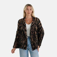 La Marey Black Double Knit Printed Cardigan - One Size Fits Most