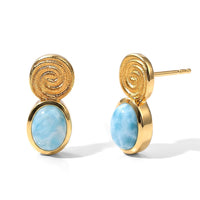 D''Joy Larimar Earrings in 18K Vermeil YG Over Sterling Silver 3.35 ctw