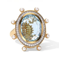 GP Sky Blue Topaz, Multi Gemstone Living Creature Ring in 18K Vermeil YG Over Sterling Silver (Size 7.0) 11.00 ctw