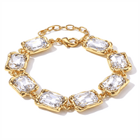 White Glass Bracelet in Silvertone (7.75-9.75In)