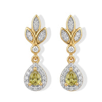 D''Joy Premium Green Sphene and Moissanite 0.60 ctw Earrings in 18K Vermeil Yellow Gold Over Sterling Silver