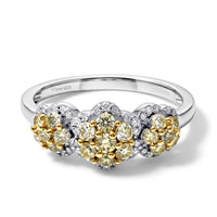 D''Joy Natural Yellow and White Diamond 1.00 ctw Ring in 18K Vermeil YG and Rhodium Over Sterling Silver (Size 9.0)
