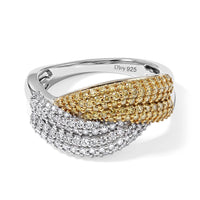D''Joy Natural Yellow and White Diamond 1.00 ctw Ring in 18K Vermeil YG and Rhodium Over Sterling Silver (Size 8.0)