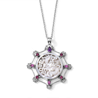 Sajen Silver Mother Of Pearl, Multi Gemstone Dragon Pendant Without Chain in Sterling Silver 3.30 ctw