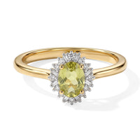 D''Joy Premium Green Sphene and Diamond 0.60 ctw Ring in 18K Vermeil Yellow Gold Over Sterling Silver (Size 7.0)