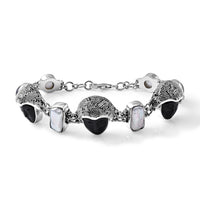 Sajen Silver Rainbow Obsidian, Multi Color Pearl Bracelet in Sterling Silver (8.00 In) 12.60 ctw