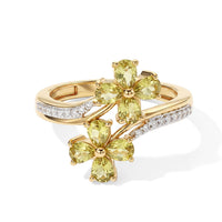 D''Joy Premium Green Sphene and Moissanite 1.50 ctw Ring in 18K Vermeil Yellow Gold Over Sterling Silver (Size 7.0)