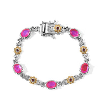 EverTrue Volcanic Triplet Quartz and Mozambique Garnet 10.10 ctw Motif Linked Bracelet in 18K YG Plated and Platinum Bond (8.00 In)