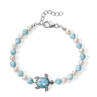 GP Larimar and Multi Gemstone 24.90 ctw Bracelet in Rhodium Over Sterling Silver (7.25 In)