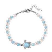 GP Larimar and Multi Gemstone 24.90 ctw Bracelet in Rhodium Over Sterling Silver (7.25 In)
