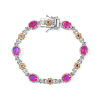 EverTrue Volcanic Triplet Quartz and Mozambique Garnet 10.00 ctw Motif Linked Bracelet in 18K YG Plated and Platinum Bond (7.25 In)
