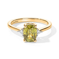 Premium Green Sphene and Luxuriant Lab Grown Diamond E-F VS 1.90 ctw Ring in 10K Yellow Gold (Size 9.0)