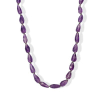 EverTrue African Amethyst 115.00 ctw Beaded Necklace in Stainless Steel 24 Inches