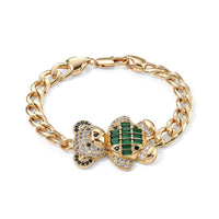 Simulated Multi Color Diamond Teddy Bear Bracelet in Silvertone (7.50 In)