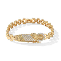 Simulated Diamond Santa Muerte Bracelet in Goldtone (8.50 In)