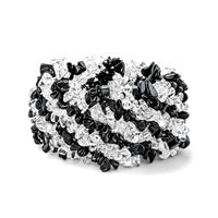 Black Agate and Clear Quartz 396.10 ctw Chips Stretch Bracelet (6.0-8.0In)