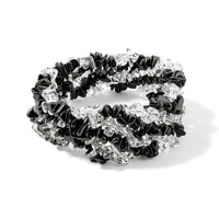 Black Agate and Clear Quartz 189.76 ctw Chips Stretch Bracelet (6.0-8.0In)