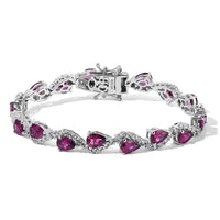 GP Radiant Ember Garnet and White Zircon 10.90 ctw Bracelet in Rhodium Over Sterling Silver (6.50 In)