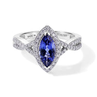 D''Joy Tanzanite and Moissanite 1.40 ctw Ring in Rhodium Over Sterling Silver (Size 10.0)
