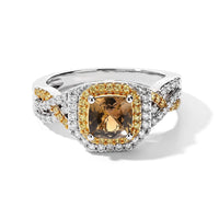 D''Joy Premium Golden Tanzanite and Multi Gemstone 1.50 ctw Ring in Rhodium Over Sterling Silver (Size 6.0)