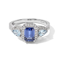 D''Joy Tanzanite and Multi Gemstone 1.70 ctw Ring in Rhodium Over Sterling Silver (Size 10.0)