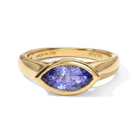 D''Joy Tanzanite Solitaire Ring in 18K Vermeil YG Over Sterling Silver (Size 10.0) 1.35 ctw