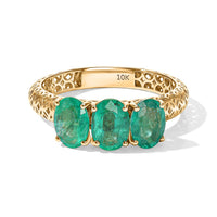 Mirage Collection 10K Yellow Gold AAA Emerald 3 Stone Ring (Size 10.0) 2.40 ctw