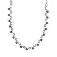 EverTrue Rose De France Amethyst 8.10 ctw Station Necklace in Platinum Bond with Stainless Steel 18 Inches