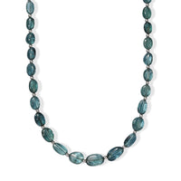 Luxoro 10K White Gold AAA Lagoon Tourmaline Beaded Necklace (18 Inches) 32.00 ctw
