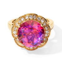 EverTrue Volcanic Triplet Quartz and White Zircon 7.30 ctw Ring in 18K YG Plated (Size 10.0)