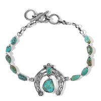 D''Joy Artisan Crafted Royal Hubei Blue Turquoise 22.50 ctw Bracelet in Sterling Silver (7.25 In)