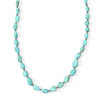 D''Joy Premium Sonoran Blue Turquoise Beaded Graduation Necklace (18-20 Inches) in Rhodium Over Sterling Silver 30.00 ctw