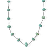 D''Joy Premium Sonoran Turquoise Beaded Graduation Necklace (18-20 Inches) in Rhodium Over Sterling Silver 30.00 ctw