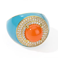 EverTrue Carnelian, White Zircon Midnight Signet Ring in 18K YG Plated (Size 10.0) 4.90 ctw