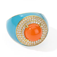 EverTrue Carnelian, White Zircon Midnight Signet Ring in 18K YG Plated (Size 10.0) 4.90 ctw
