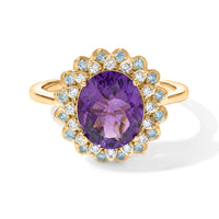 EverTrue African Amethyst and Multi Gemstone 5.00 ctw Ring in 18K YG Plated (Size 11.0)