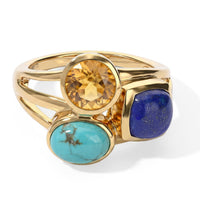 D''Joy Blue Moon Turquoise, Multi Gemstone Ring in 18K Vermeil YG Over Sterling Silver (Size 10.0) 4.35 ctw